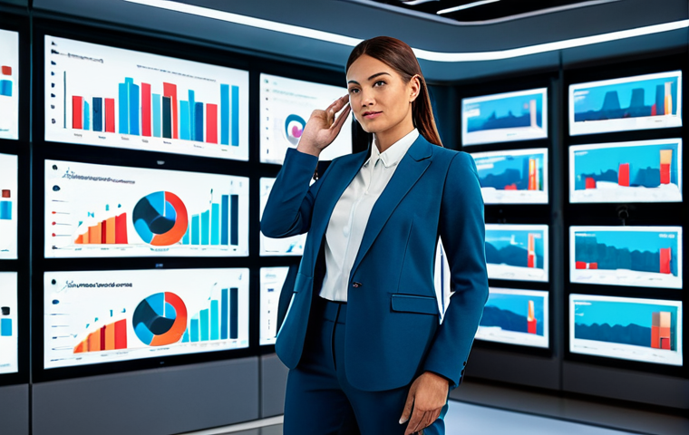 A professional female sports marketer, mid-30s, dressed in a modest business casual blazer and tailored trousers. She stands confidently in a sleek, futuristic data analysis center, surrounded by multiple large, transparent digital screens displaying complex sports analytics dashboards, dynamic graphs, and innovative Web3 interfaces with blockchain and NFT icons. She gestures towards a holographic projection of fan engagement metrics, showcasing data-driven insights. The setting is bright and forward-thinking, emphasizing digital transformation and cutting-edge technology. Professional photography, hyper-realistic, perfect anatomy, correct proportions, natural pose, well-formed hands, proper finger count, natural body proportions, fully clothed, appropriate attire, modest clothing, safe for work, appropriate content, professional, high quality.
